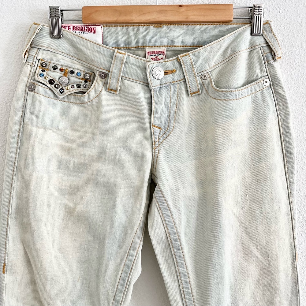 VTG RARE True Religion Billy Low Rise Diamond Stud Straight Leg Denim Jeans 27 - Picture 3 of 9